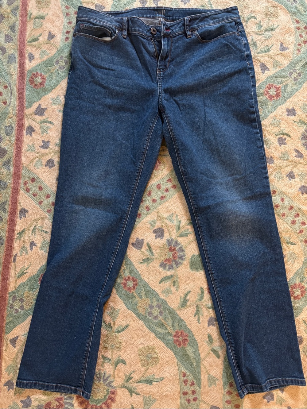Authentic Fit Slim-Leg Jeans. J.Jill 10P. Iconic Wash Blue